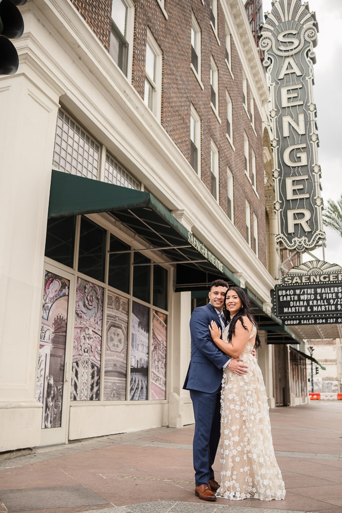 Saenger Theater Engagement Photography | Lydia & Keenan